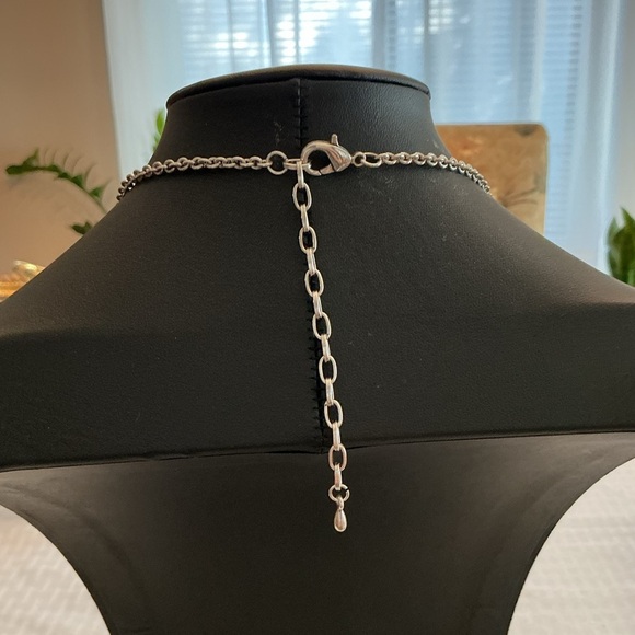 Blue Cabochon Silver Tone Statement Necklace and Earring Set - Picture 5 of 5